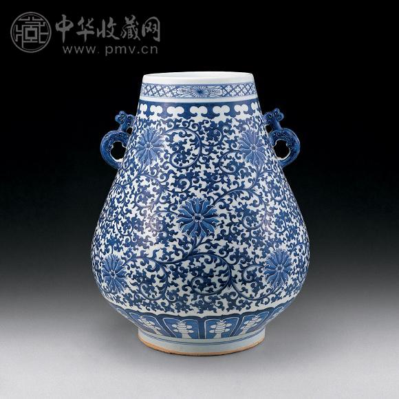 清光绪 青花缠枝花卉双耳尊