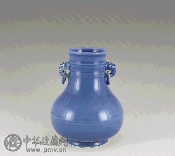 清光绪 兰釉象耳尊