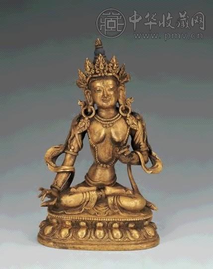 清十八世纪 铜鎏金大白伞盖佛母像