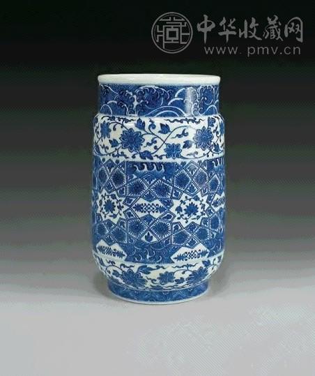 清道光 青花花卉壮罐