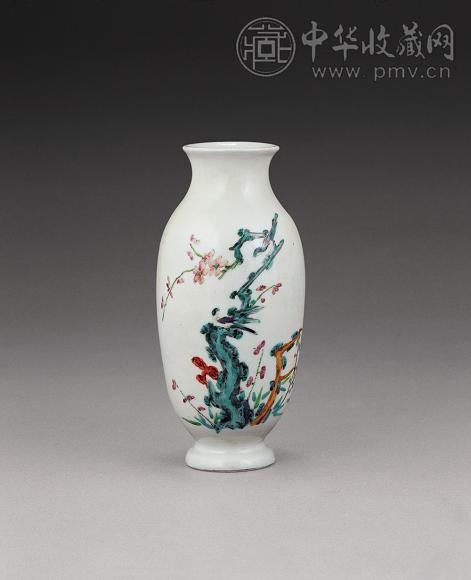 清中期 粉彩花鸟图灯笼尊