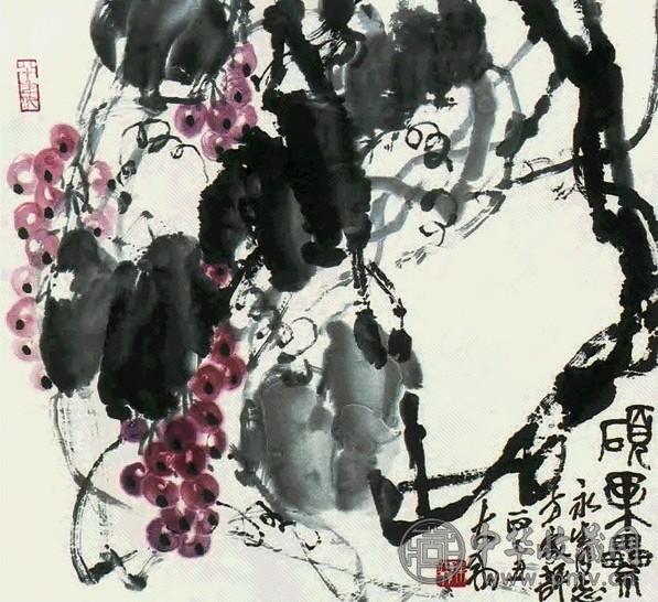 陈大羽 葡萄 镜心 纸本