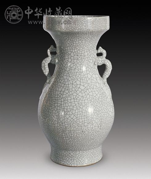 清乾隆 哥釉双螭耳洗口尊