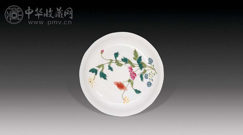 清宣统 粉彩花卉盘