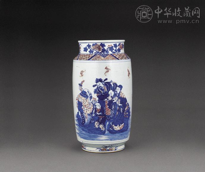 清中期 青花釉里红“福禄寿”灯笼尊