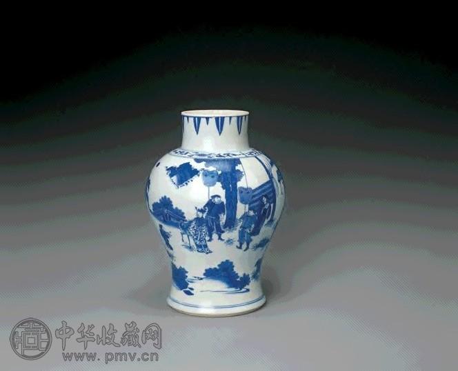 明崇祯 青花加官晋爵图尊