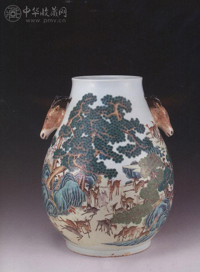 清光绪 粉彩鹿头尊 清光绪 粉彩鹿头尊