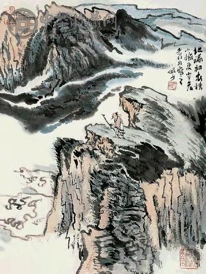 近现代 陆俨少 观云图 轴