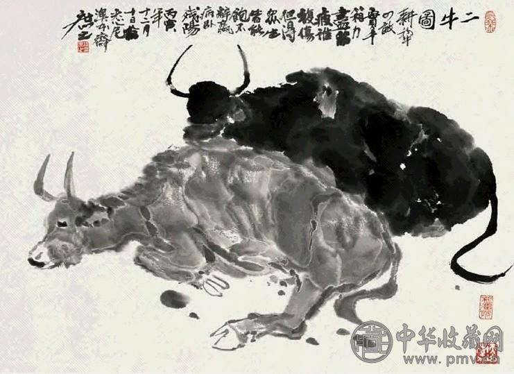 徐庶之 二牛图 镜心 水墨纸本
