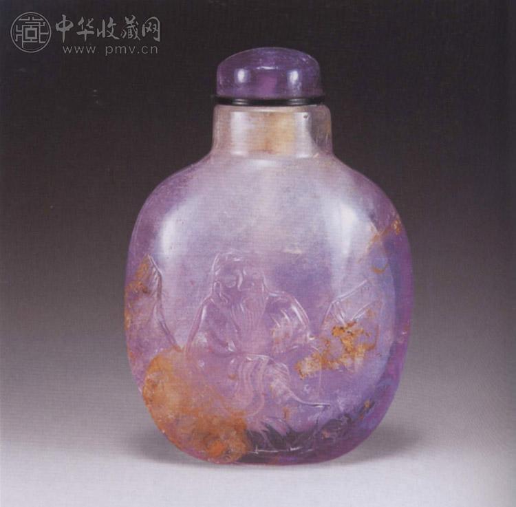 清 紫晶太白醉酒纹鼻烟壶