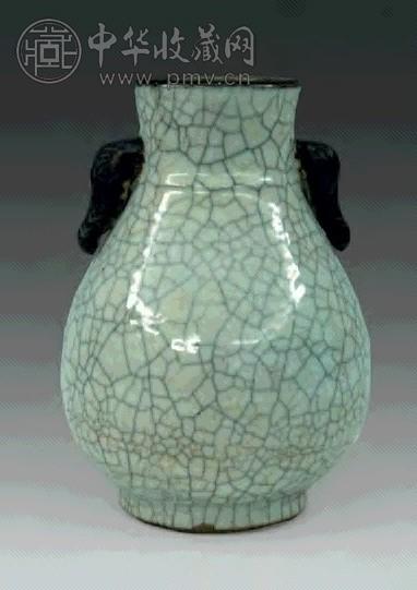 清 哥釉双象耳尊