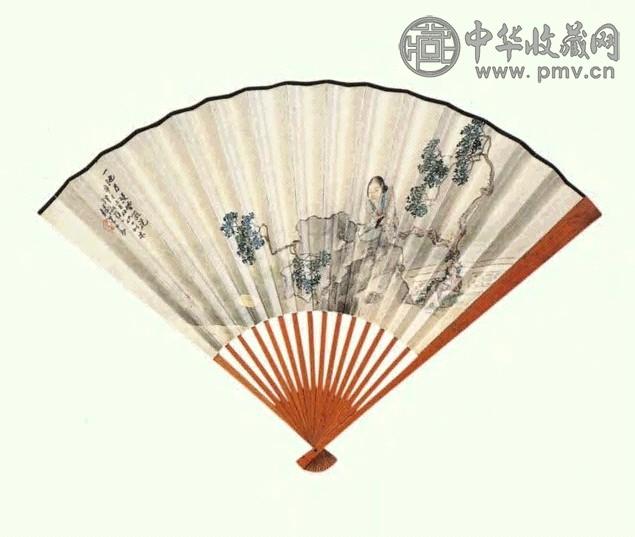 清 钱慧安 紫薇秋月 扇面 清 钱慧安 紫薇秋月 扇面