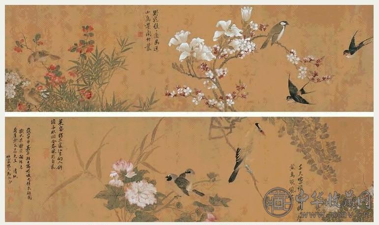 马元驭 1704年作 花鸟 卷 设色绢本