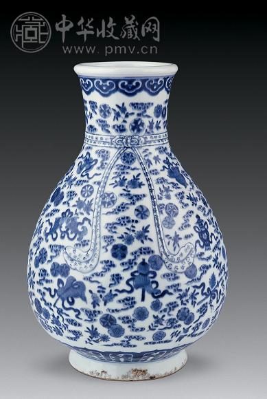 清 青花杂宝纹绶带尊