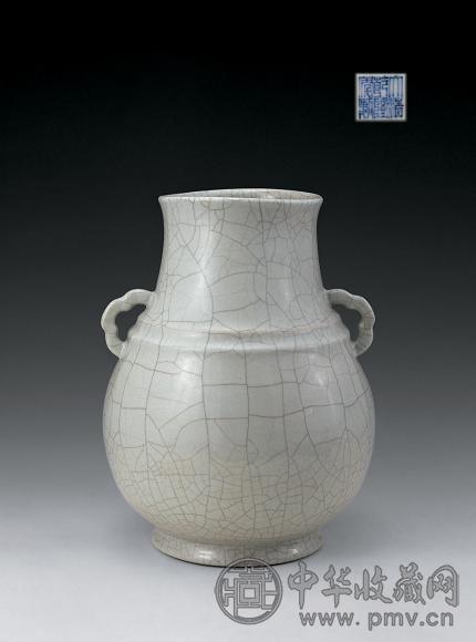 清乾隆 仿哥釉双耳尊