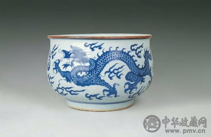 明末清初 青花龙纹大香炉