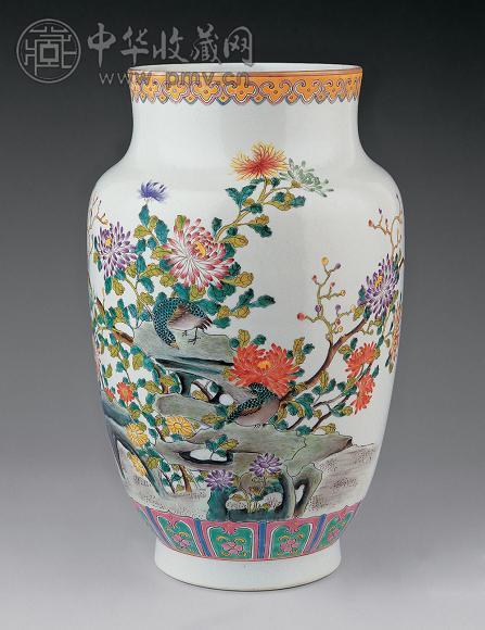 民国 粉彩花鸟灯笼尊