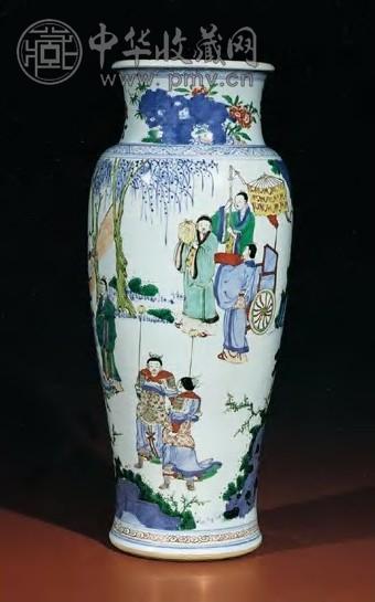 清顺治 五彩高仕出游观音尊