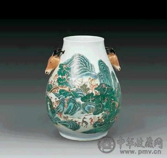 清光绪 粉彩百鹿尊