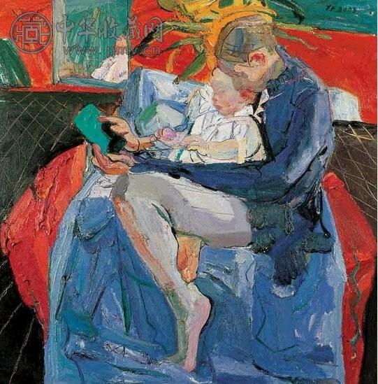 阎萍 2002年 母与子 布面油画