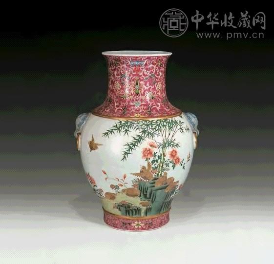 清光绪 粉彩安居乐业双耳大尊