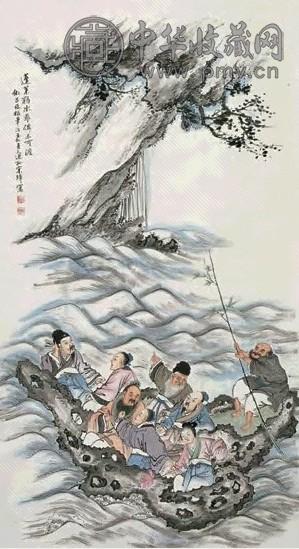 宋璋 八仙渡海 立轴 设色纸本