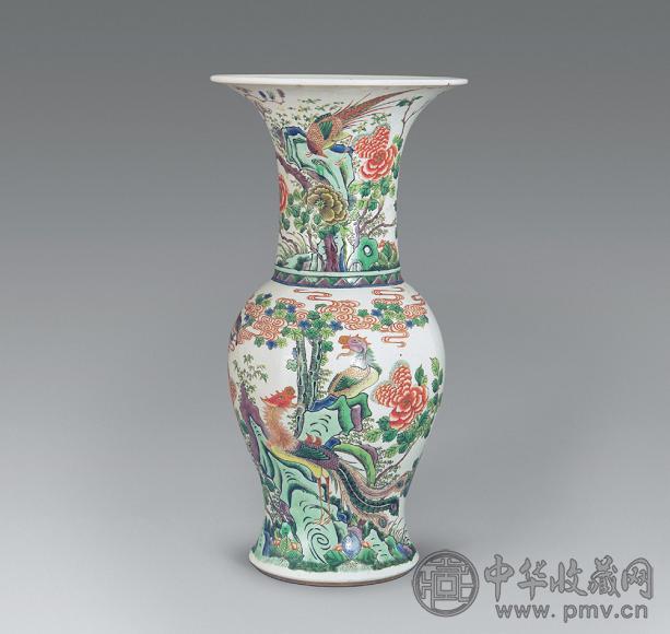 民国 五彩花鸟纹凤尾尊