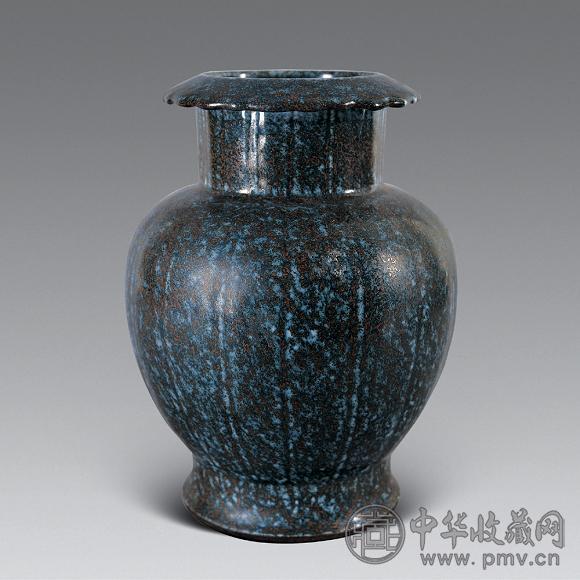 清乾隆 青金蓝花口尊