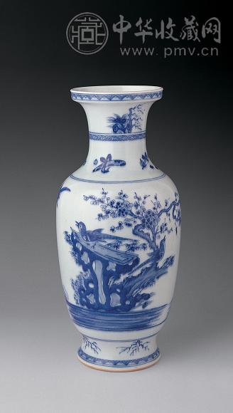 清 青花花鸟观音尊