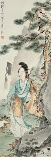 徐操 松荫负手图 立轴 设色纸本