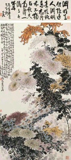 谢公展 己卯(1939年)作 菊花 中堂 设色纸本