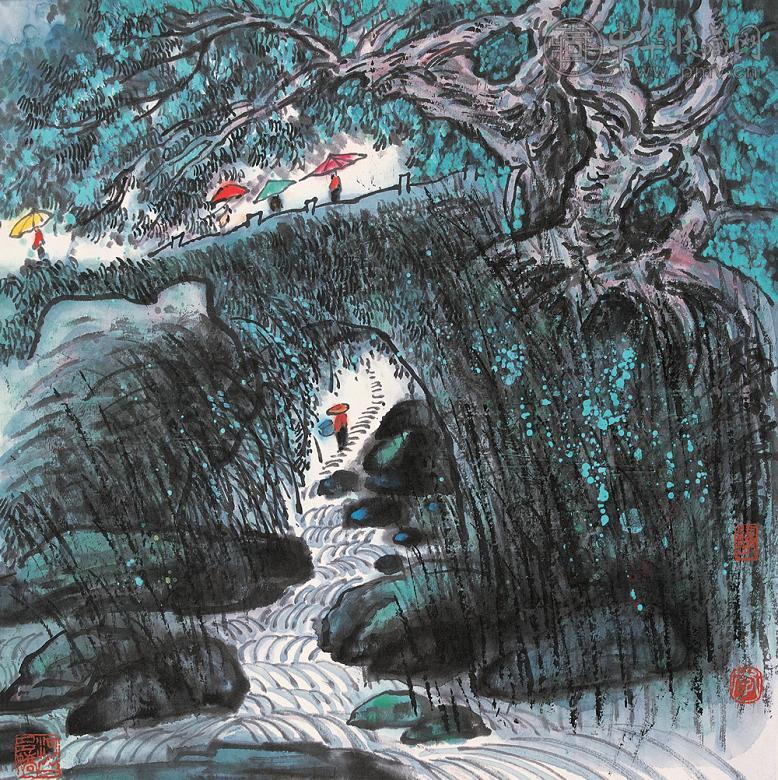 李行简 雨中行 镜心 设色纸本 李行简 雨中行 镜心 设色纸本