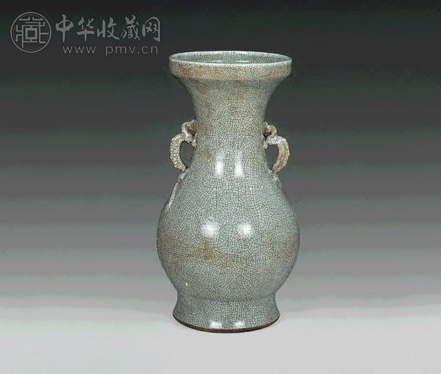 清乾隆 哥釉双螭耳尊