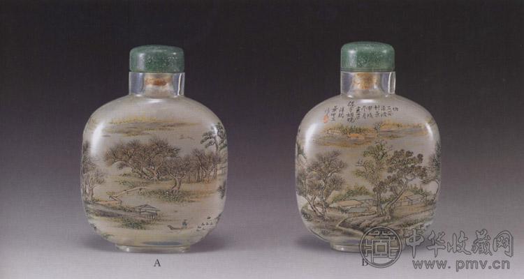 清 料内画风雨归舟鼻烟壶