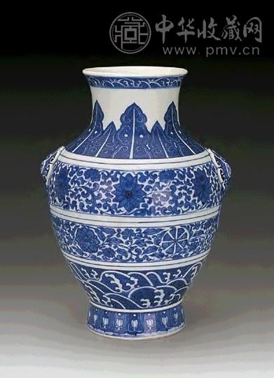 清 青花缠枝莲纹双耳尊