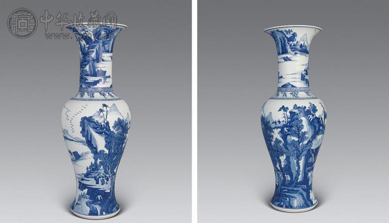 中国古玩　康熙年製 人物　風景　青花　染付　花入　中国美術 清代 明代 清朝期 清康熙青花開光人物故事圖花觚| Chinese Art | 2025 | Sotheby's