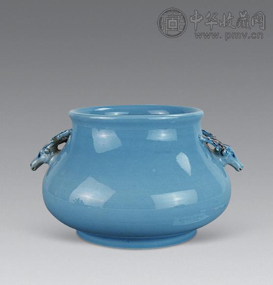 民国 天兰釉鹿头尊