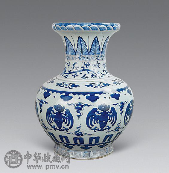 清 青花团凤纹尊