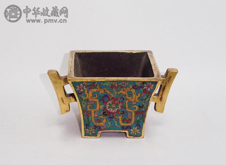 清 掐然珐琅双耳方炉