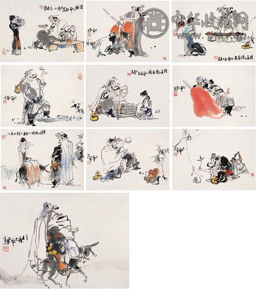 施大畏 1989年作 钟馗 册页(10开) 设色纸本