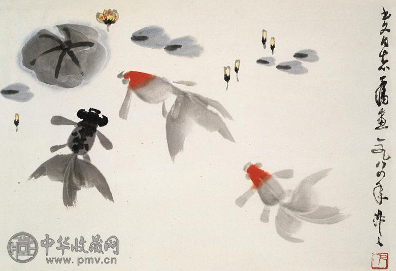 吴作人 唼荷图 镜心 设色纸本