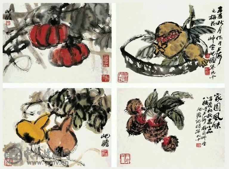 朱屺瞻 花卉 册页(8开选4)