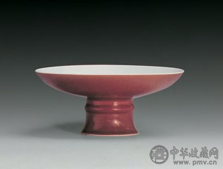 清乾隆 祭红釉高足盘