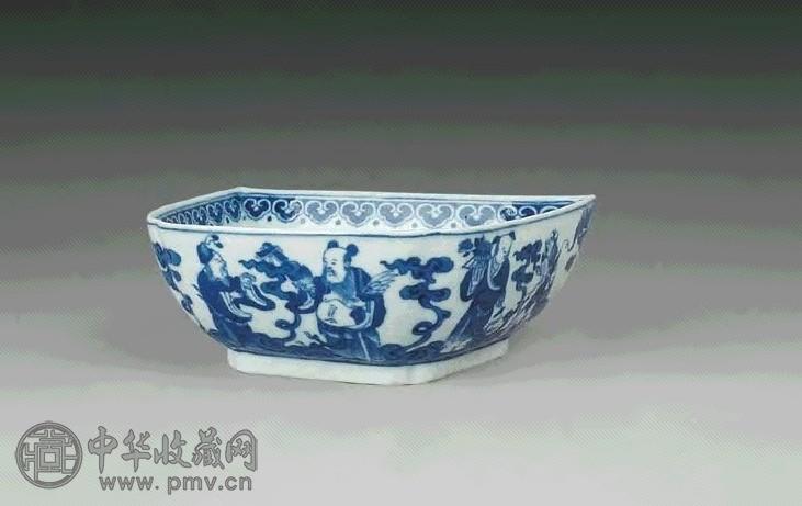 清嘉庆 青花八仙方碗