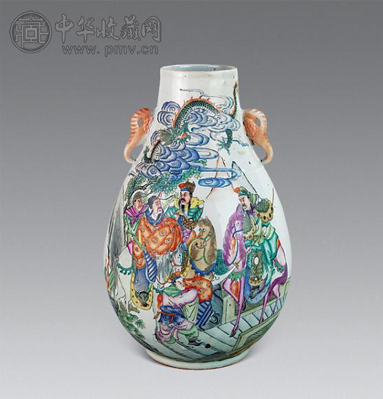 民国 粉彩人物纹象耳尊