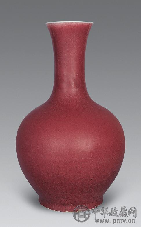 清中期 郎红釉枇杷尊