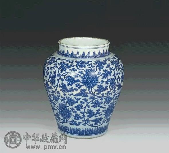 清康熙 青花缠枝莲罐