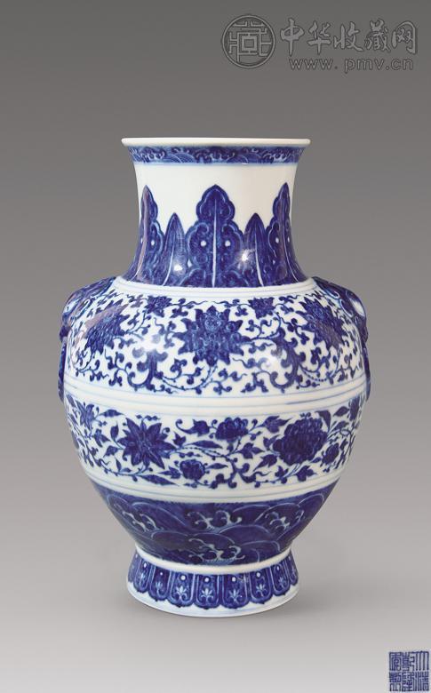 清光绪 青花缠枝莲纹铺首尊