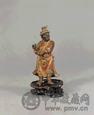 明 铜漆金武士立像