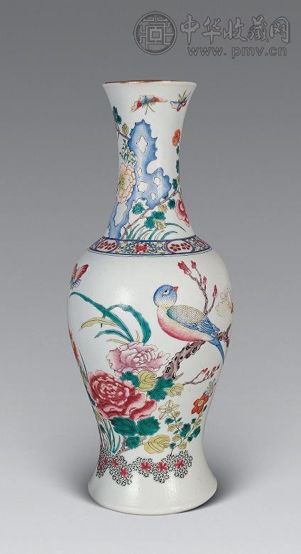 清光绪 粉彩花鸟瓶
